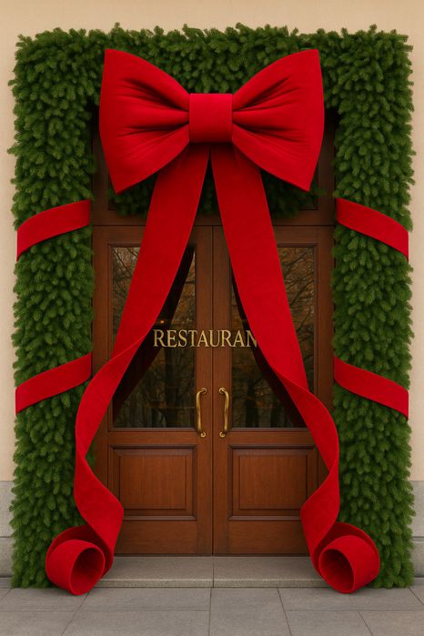 Бант на вітрину, бант на вхідні двері, бант на фасад будинку