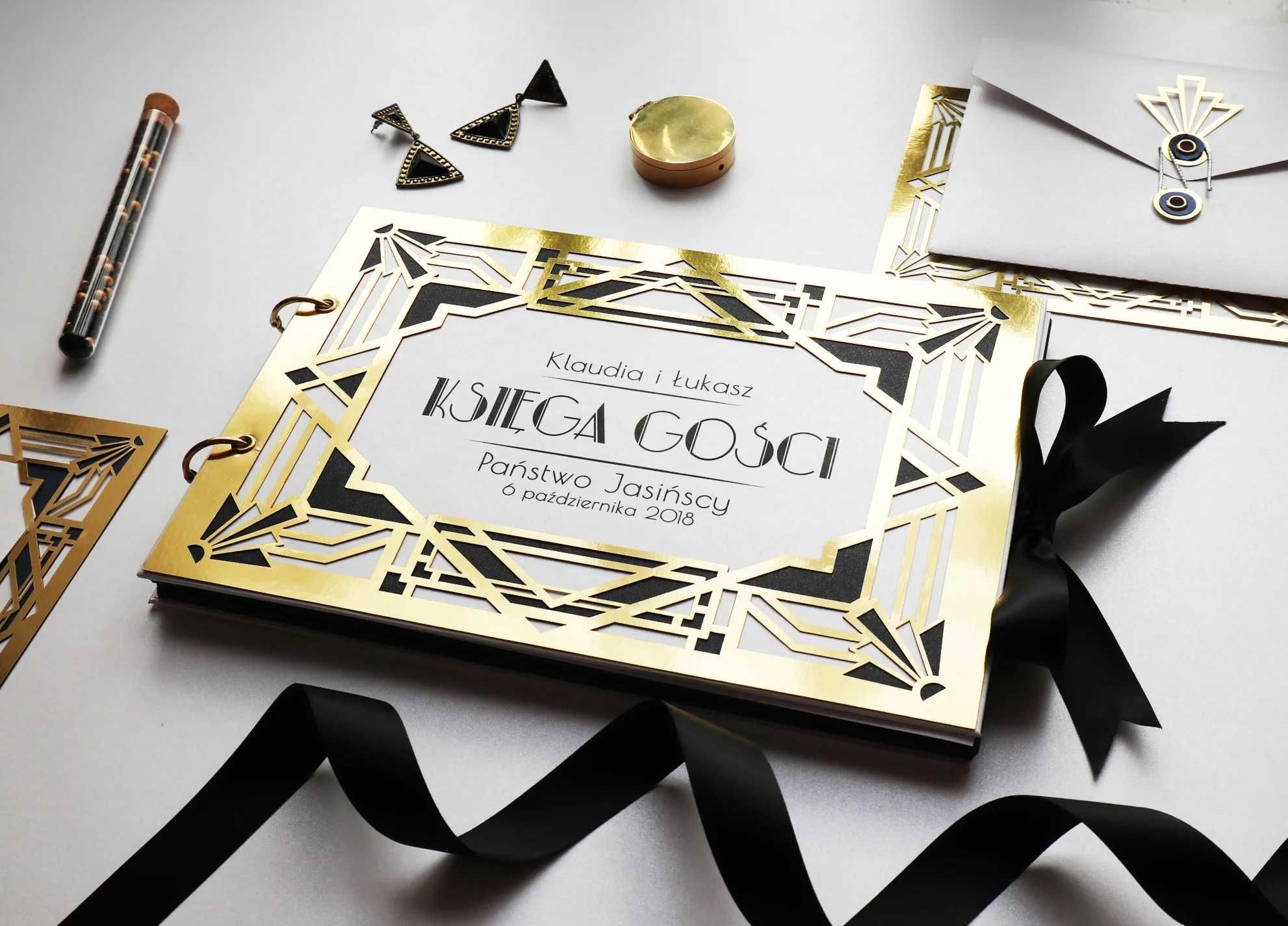 Księga Gości Art Deco 50 kart ankiety ślub wesele