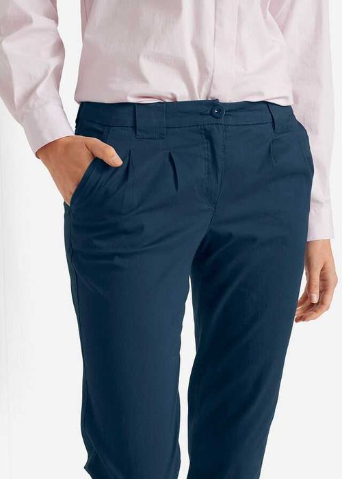 BPC damskie spodnie CHINO ze stretchem r.36/38 granatowe bawełna BDB+
