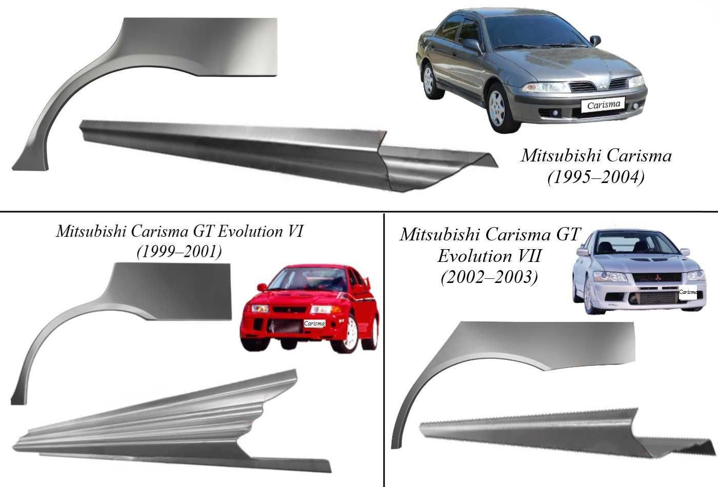 Пороги, арки Mitsubishi Carisma,Grandis,Pajero, ін. (1990р.-т.ч.)