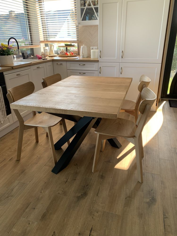Stół dębowy rozkładany 140/240cm Loft Nowoczesna noga