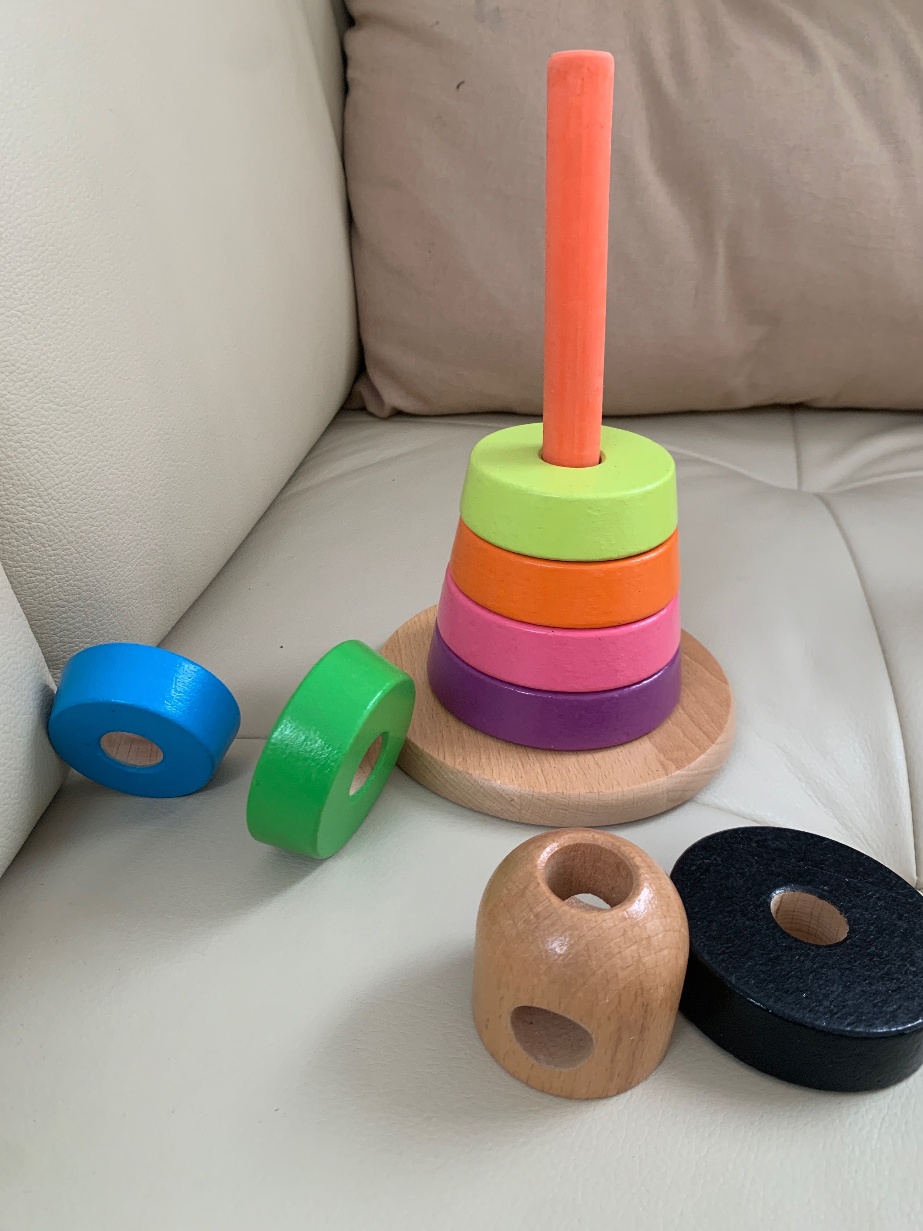 Ikea zabawki dla niemowląt ukladanka wieża z krążków drewniany sorter
