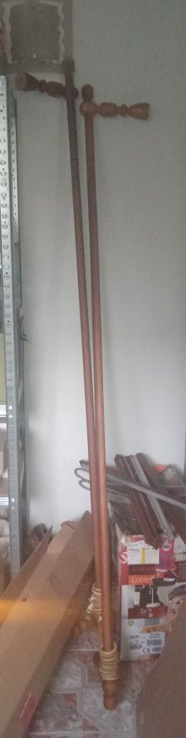 Cztery karnisze drewniane 190cm brąz karnisz zasłony