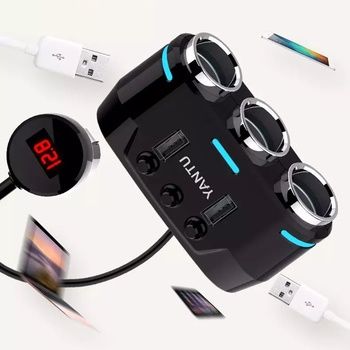 Rozdzielacz gniazda zapalniczki B39 Typ C - 3 gniazda+2xUSB-2,1A 100W