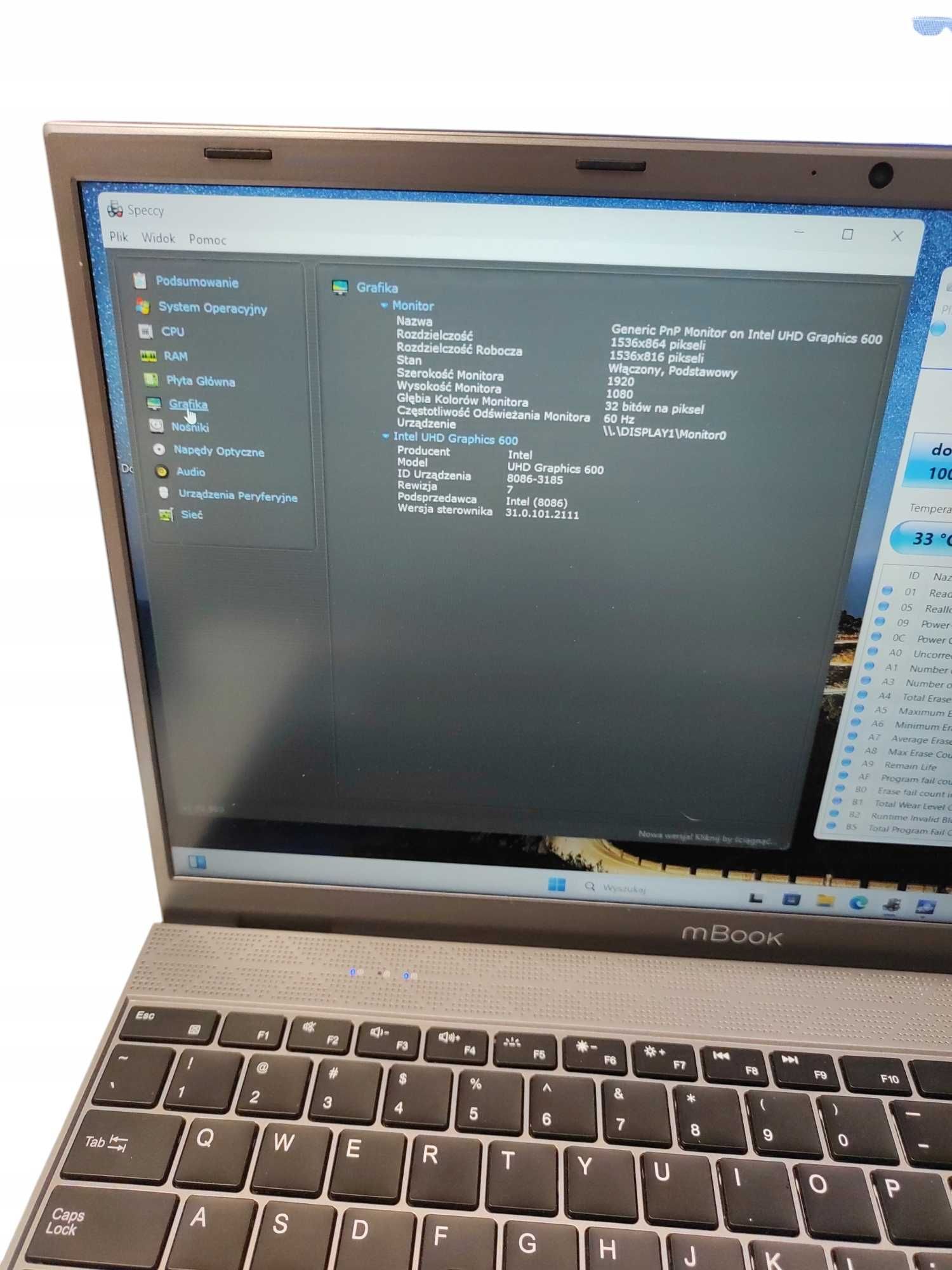 Laptop Maxcom mBook 15 celeron j4125 8gb 256gb ssd uhd 600 ładowarka
