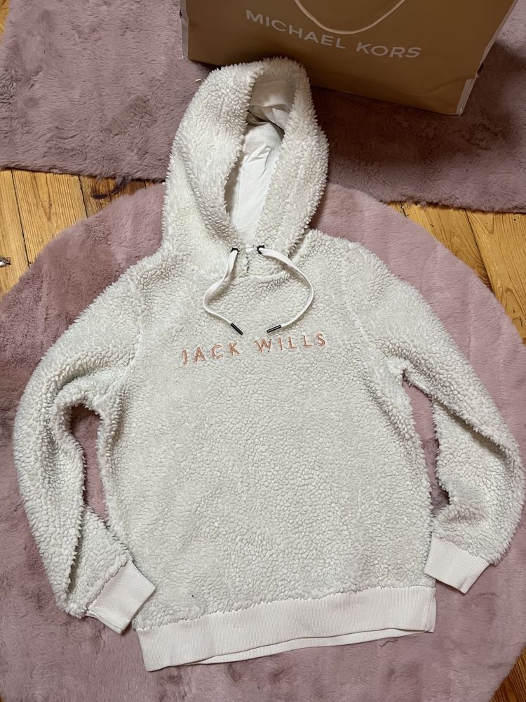 Jack Wills bluza r XS ciepła z kapturem i miśkiem z napisem