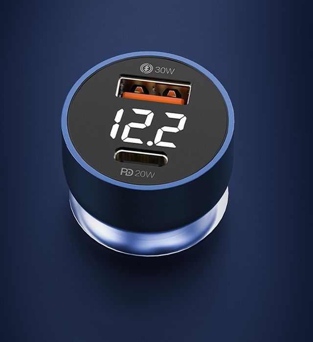 Super Szybka Ładowarka Samochodowa Led Usb-C Typ C I Usb Qc3.0 50W