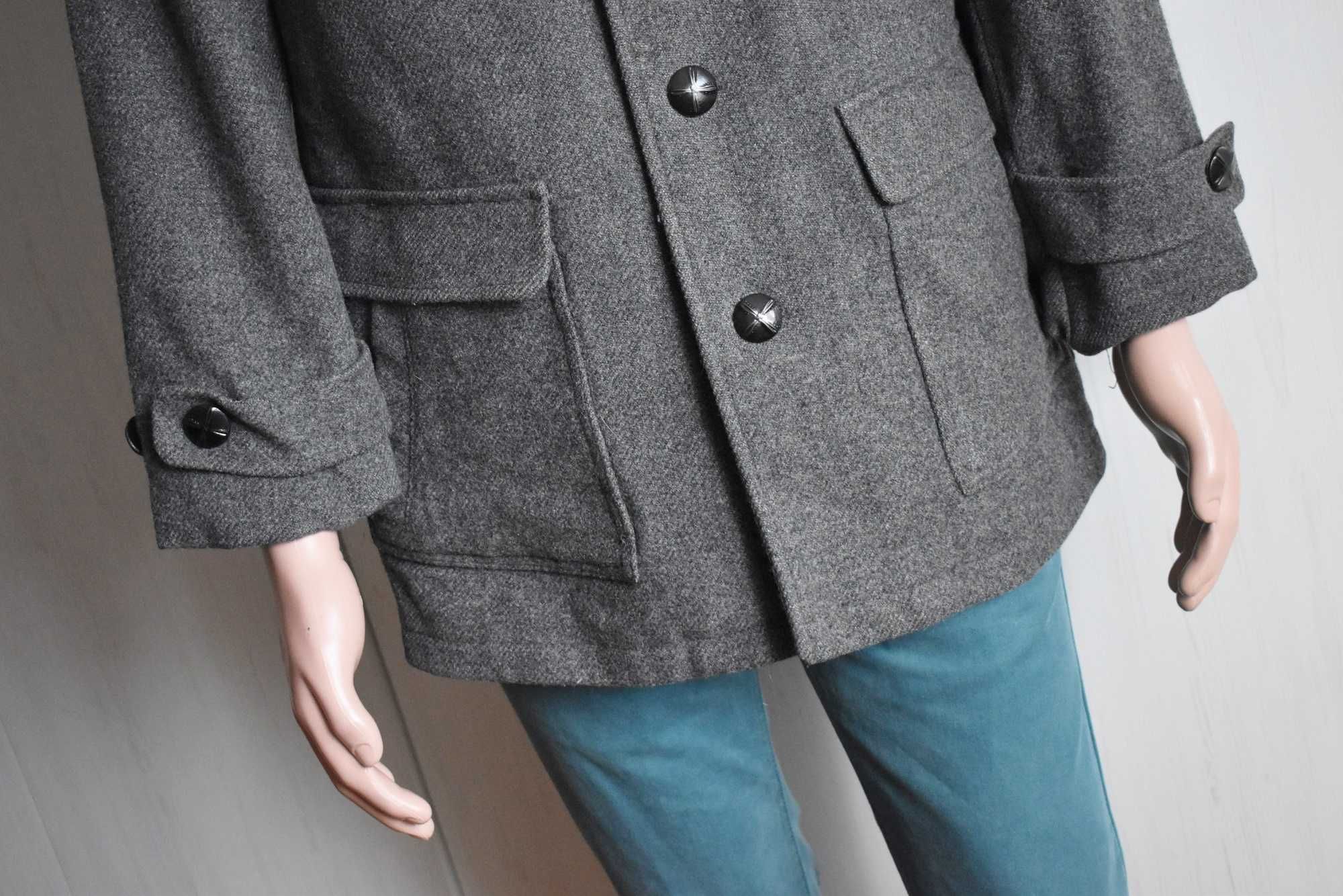 Kurtka zimowa wełniana M L płaszcz bosmanka elegancka Próchnik wełna