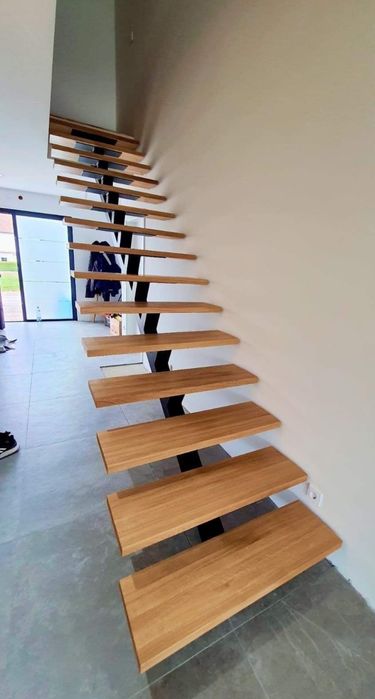 Schody metalowe, stalowe, loft, nowoczesne, dąb, Jesion