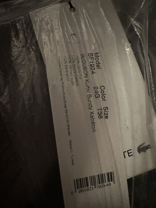 Kurtka z naturalnej owczej skóry Lacoste, rozmiar T36