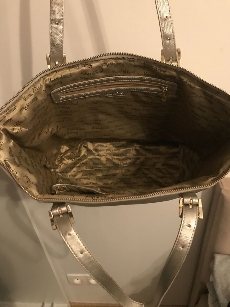 Torebka damska shopper bag A4 srebrna