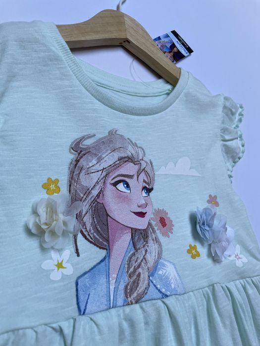 116 122 George Elsa Disney Frozen bawełniana sukienka princess miętowa