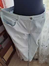 Spodnie z layka z wysokim stanem jasny blekit z biela Zeress 6xl