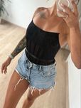 Nowe czarne body gorset bez ramiączek z siateczką – rozmiar S