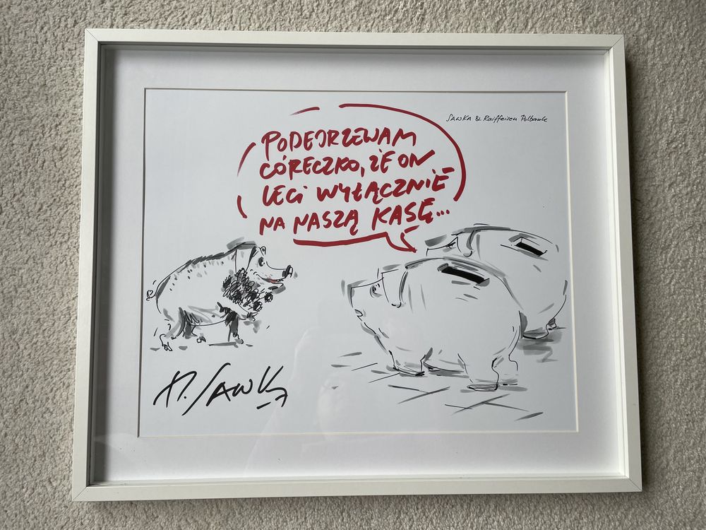 Henryk Sawka grafika satyryczna śmieszna Świnie