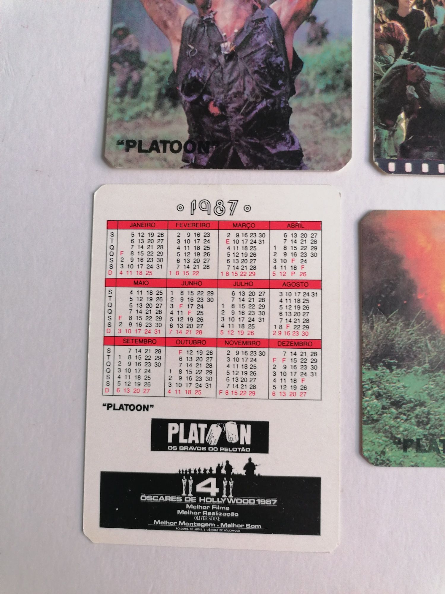 Conjunto de 6 calendários do filme Platoon, edição de 1987