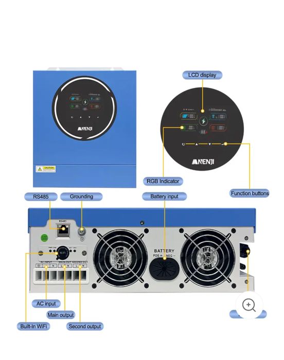 Гібридний інвертор Anenji 4.2 квт остання версія з WI-FI прошивкa 2025
