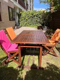 Komplet ogrodowy drewniane stół i 3 krzesła