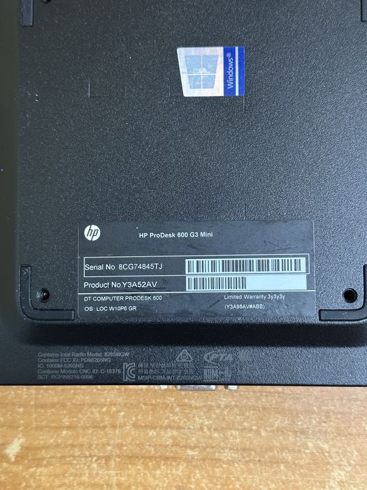 Міні ПК неттоп HP ProDesk 600 G3 Mini/ i5-6500T/ 8gb USFF 40шт