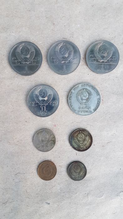 Набор монеты времен СССР 1 копейка, олимпийские, юбилейные рубли