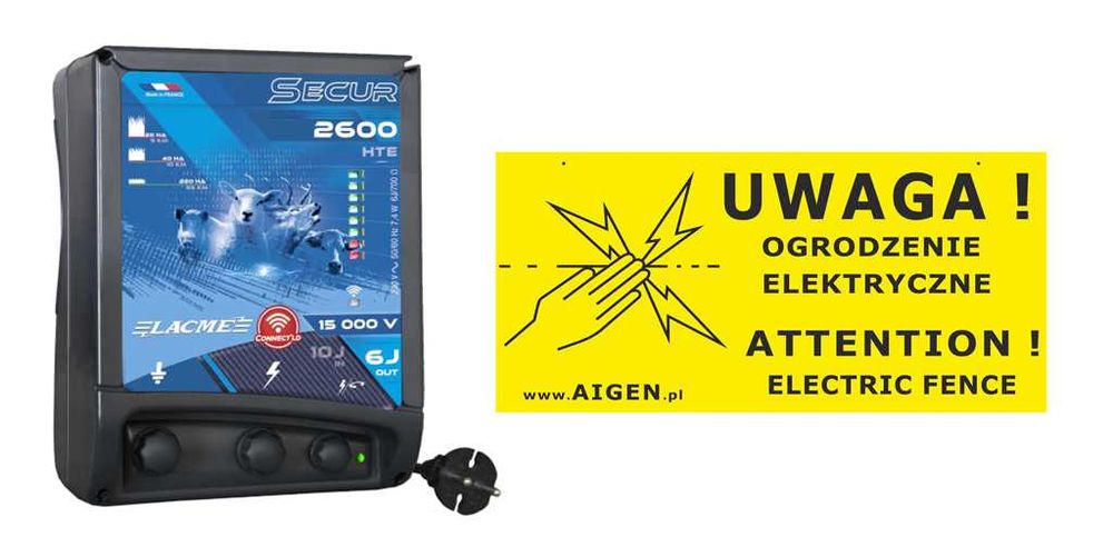 Elektryzator pastuch elektryczny 230V SECUR 2600 10J NA DZIKI + GRATIS