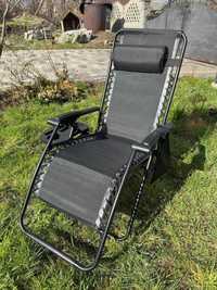 Шезлонг GardenLine крісло до 120 кг з підстаканником