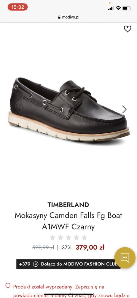 Czarne skorzane mokasyny timberland