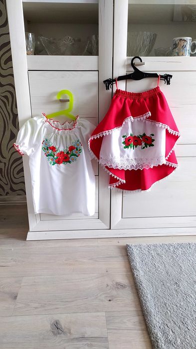 Український вишитий костюм Вишиванка спідниця на дівчинку 6-8 років