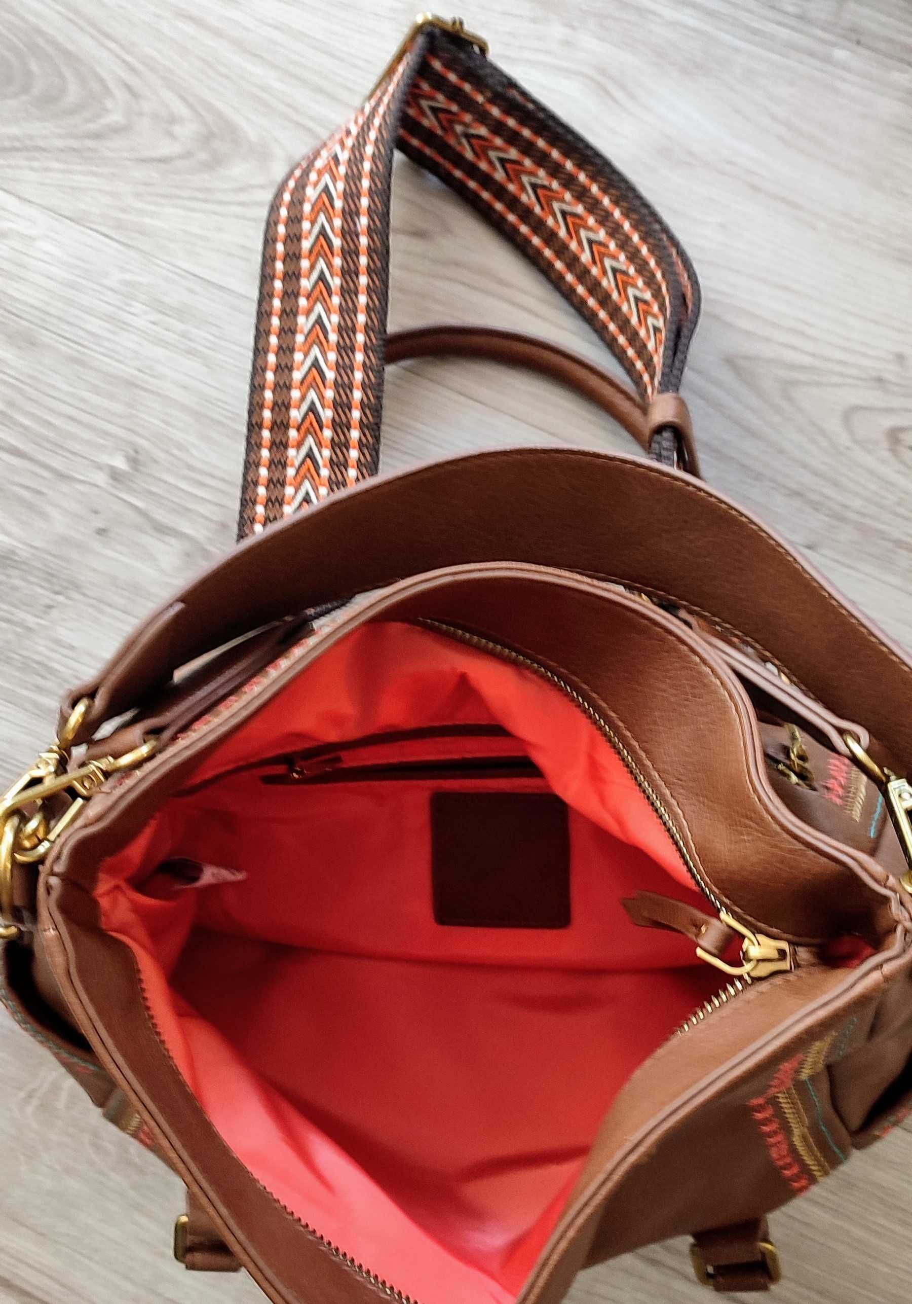 Torba torebka Desigual camel haft design Boho nowa