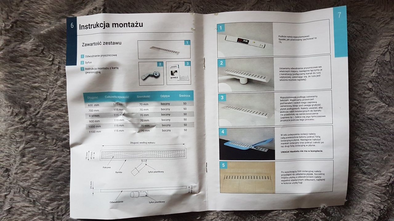 Durasan flame 600mm odwodnienie prysznicowe