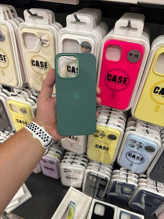 Чехол Silicone Case Metal Buttons (AA) для iPhone
