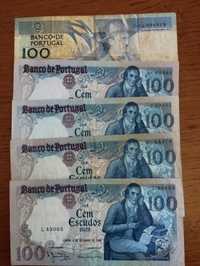 Vendo cinco notas de 100 escudos de coleção de 1980 por 25€ as cinco,