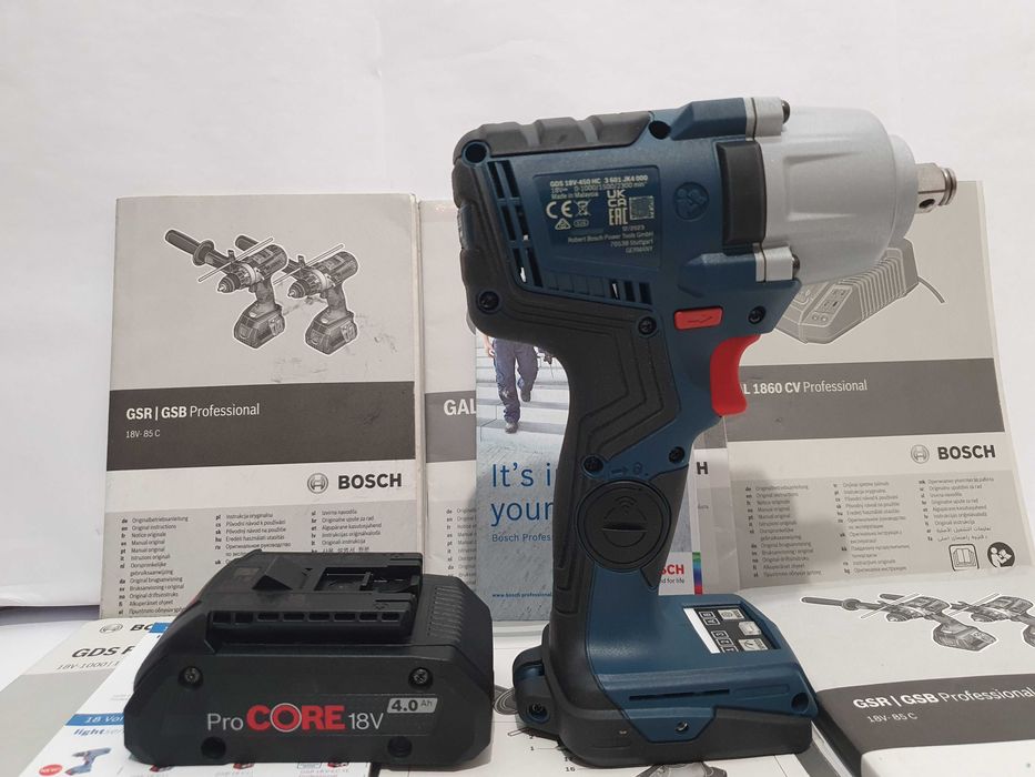 Zestaw BOSCH GDS 18v-450HC klucz udarowy +bateria 18v 4ah aku 800Nm