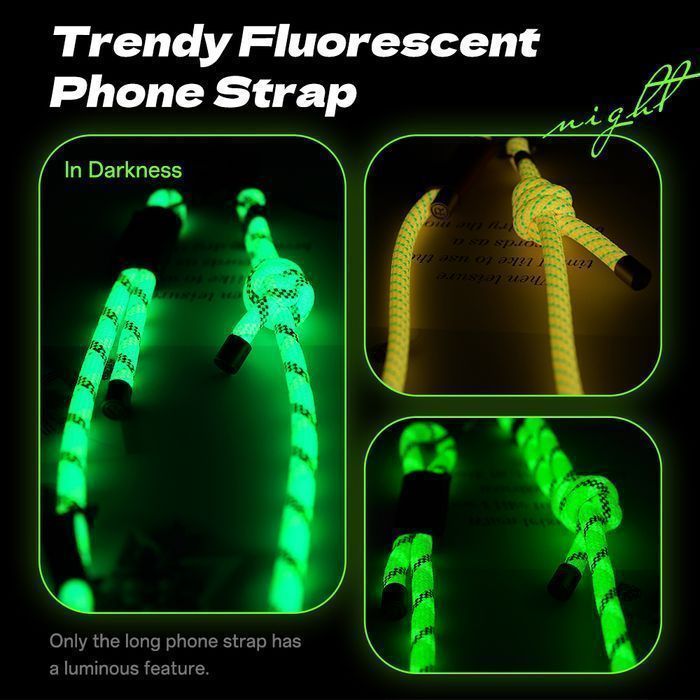 Rock smycz Glow in the Dark do telefonu długa na szyję niebieska