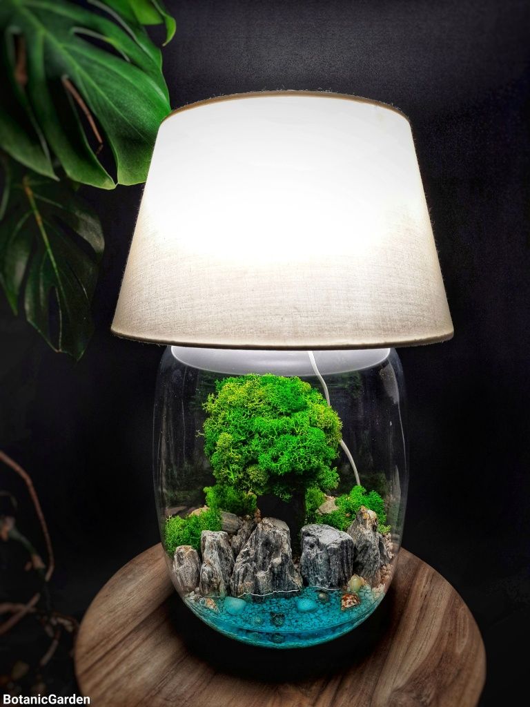 Lampka Las w szkle/ Leśna lampa - nie wymaga pielęgnacji - prezent!