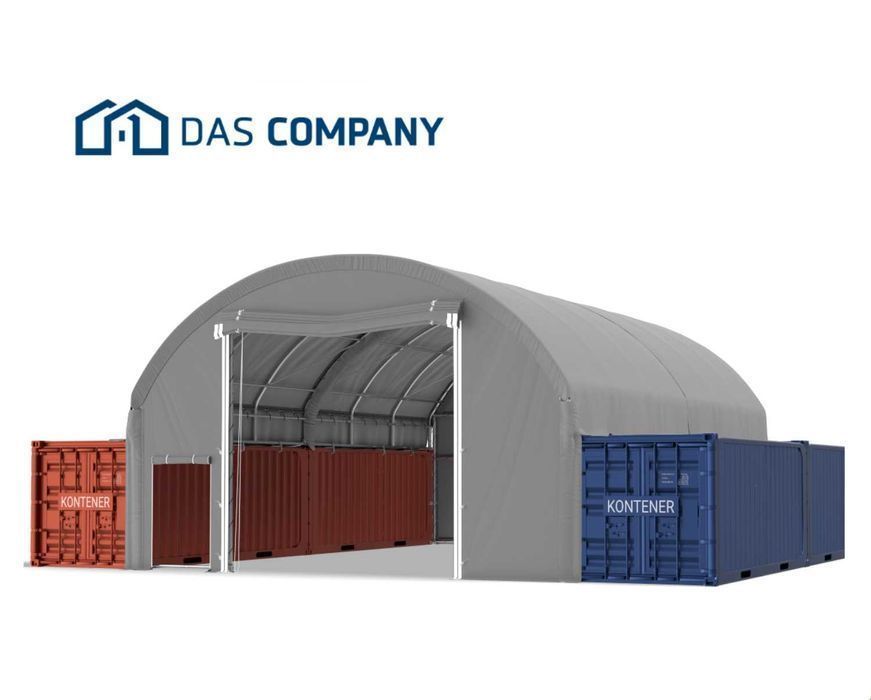8x12m Namiot ZADASZENIE do kontenerów WEJŚCIE+WJAZD tył przód