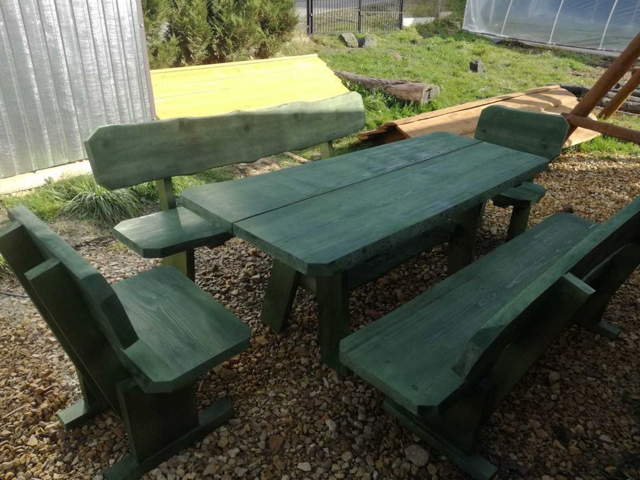 NOWE CENY! Meble ogrodowe drewniane góralskie. Lite drewno ławka stół