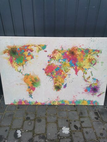 VAKU-DSGN Mapa świata - nowoczesny obraz na płótnie - 120x80 cm