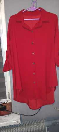Czerwona koszula tył dłuższy przód krótszy