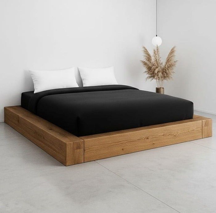 Łóżko japońskie drewniane Miyuki Niskie Masywne Belki MyFuton