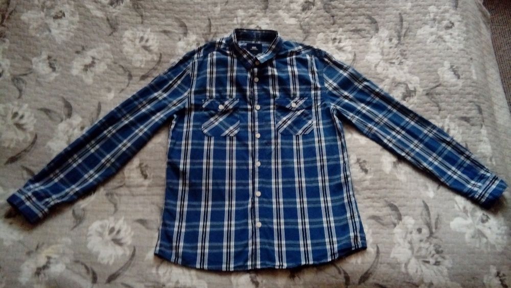 Koszula męska C&A Clockhouse rozmiar M/L granat biel krata