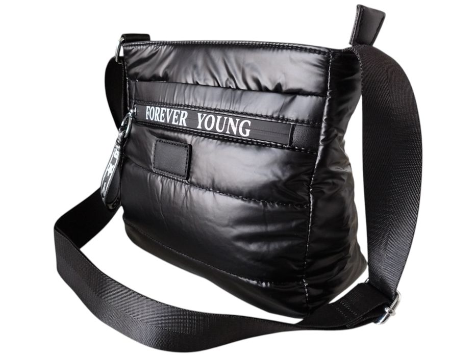 Torebka Damska, Miejska Mała Pikowana Listonoszkaę, Kolor Czarny