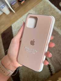 Case iPhone 12/12 pro etui silikonowe sand pink nowe logo apple