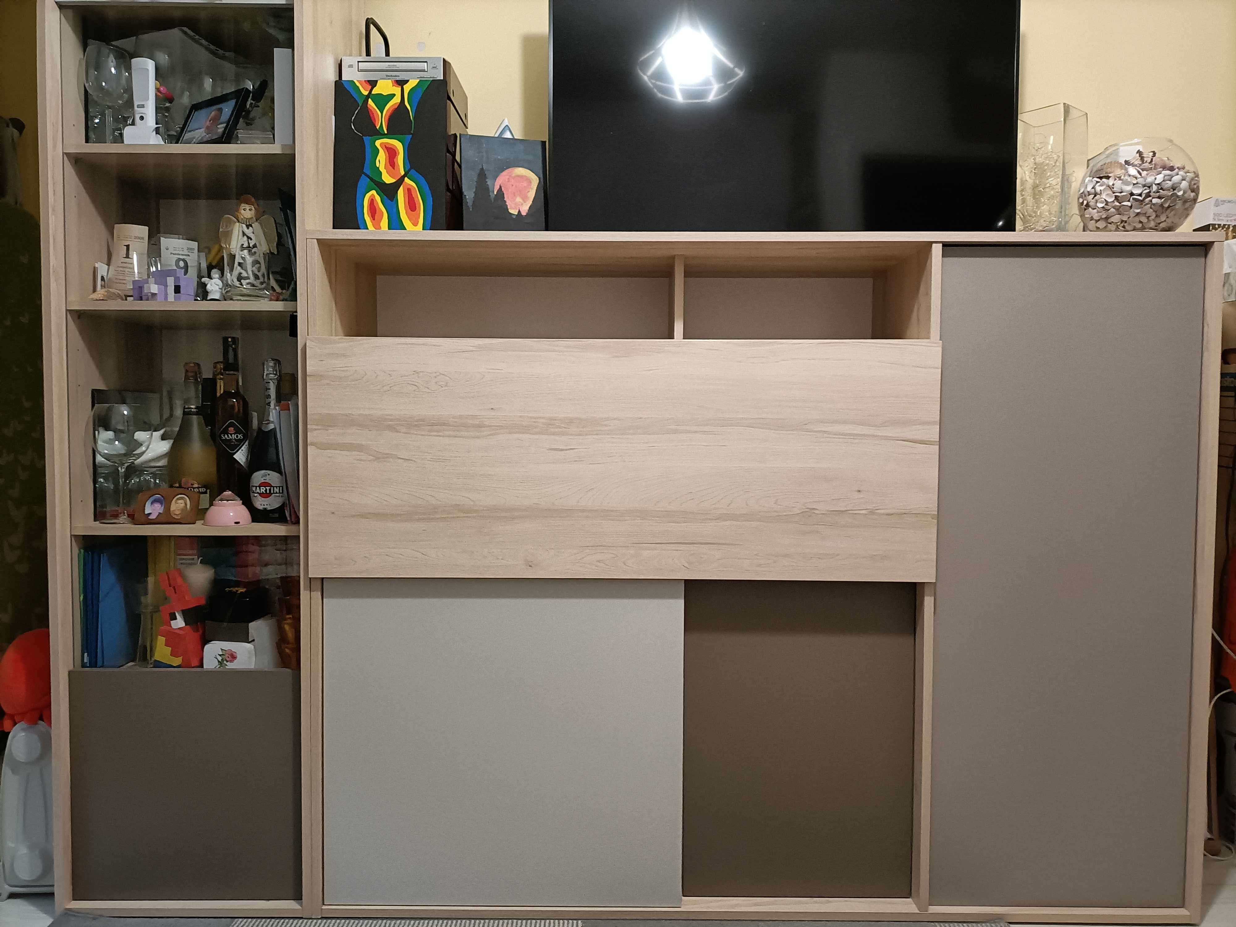 BRW Komoda z barkiem + witryna