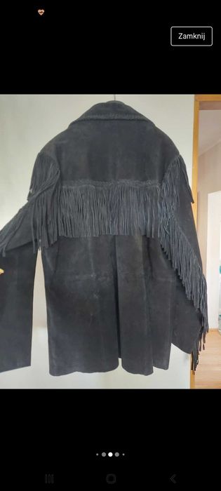 Męska kurtka z prawdziwego zamszu z frędzlami