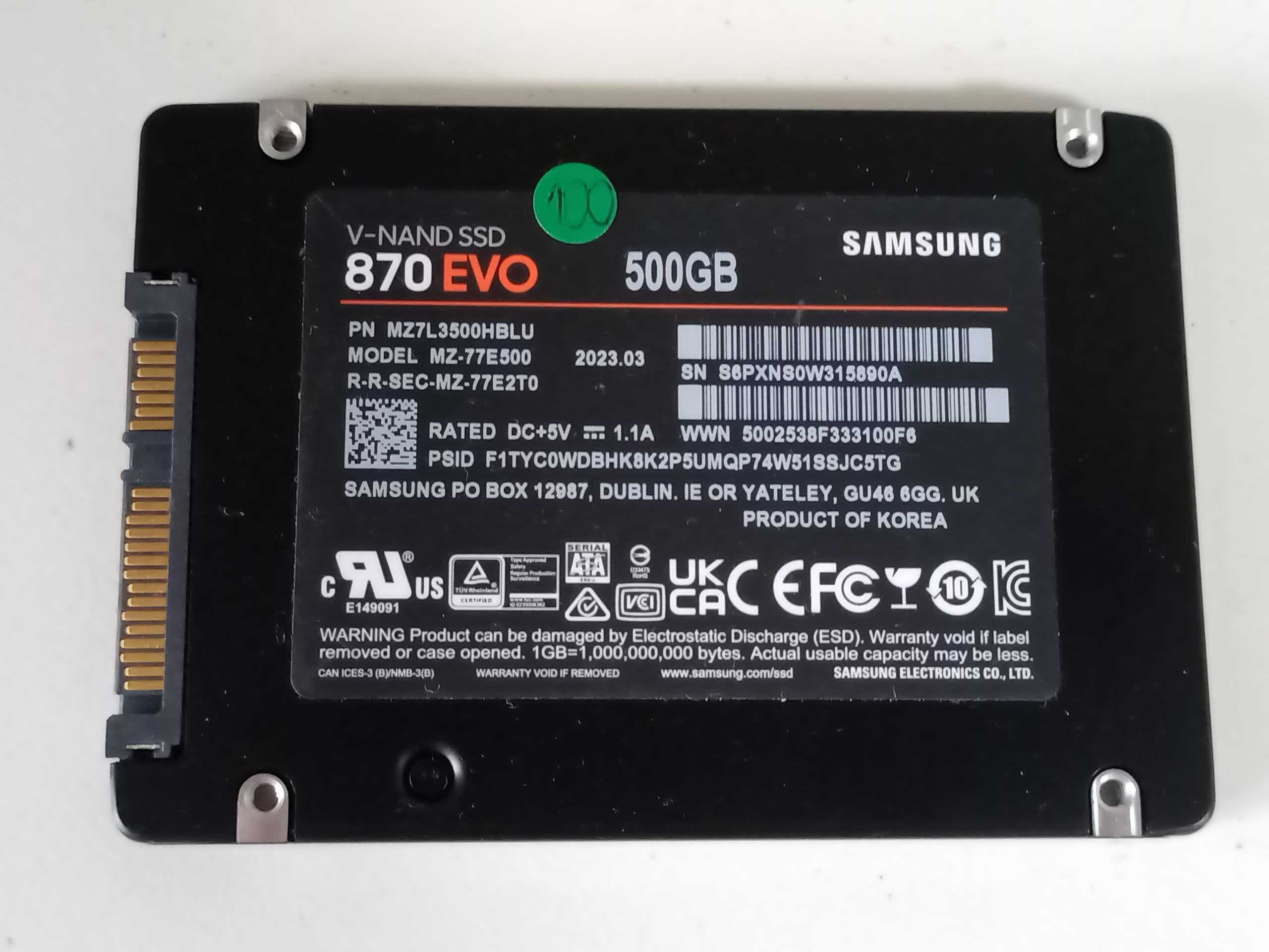 500Gb Samsung 870 Evo SATA3  SSD 2.5"