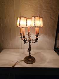 Zabytkowa mosiężna lampa z pięcioma abażurami poczatek XX wieku