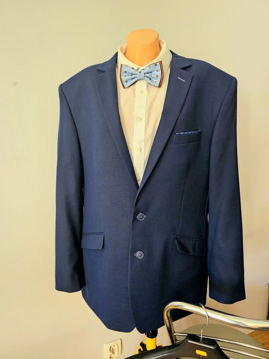 Granatowy garnitur męski z wełną r.182/112/100 56L The King