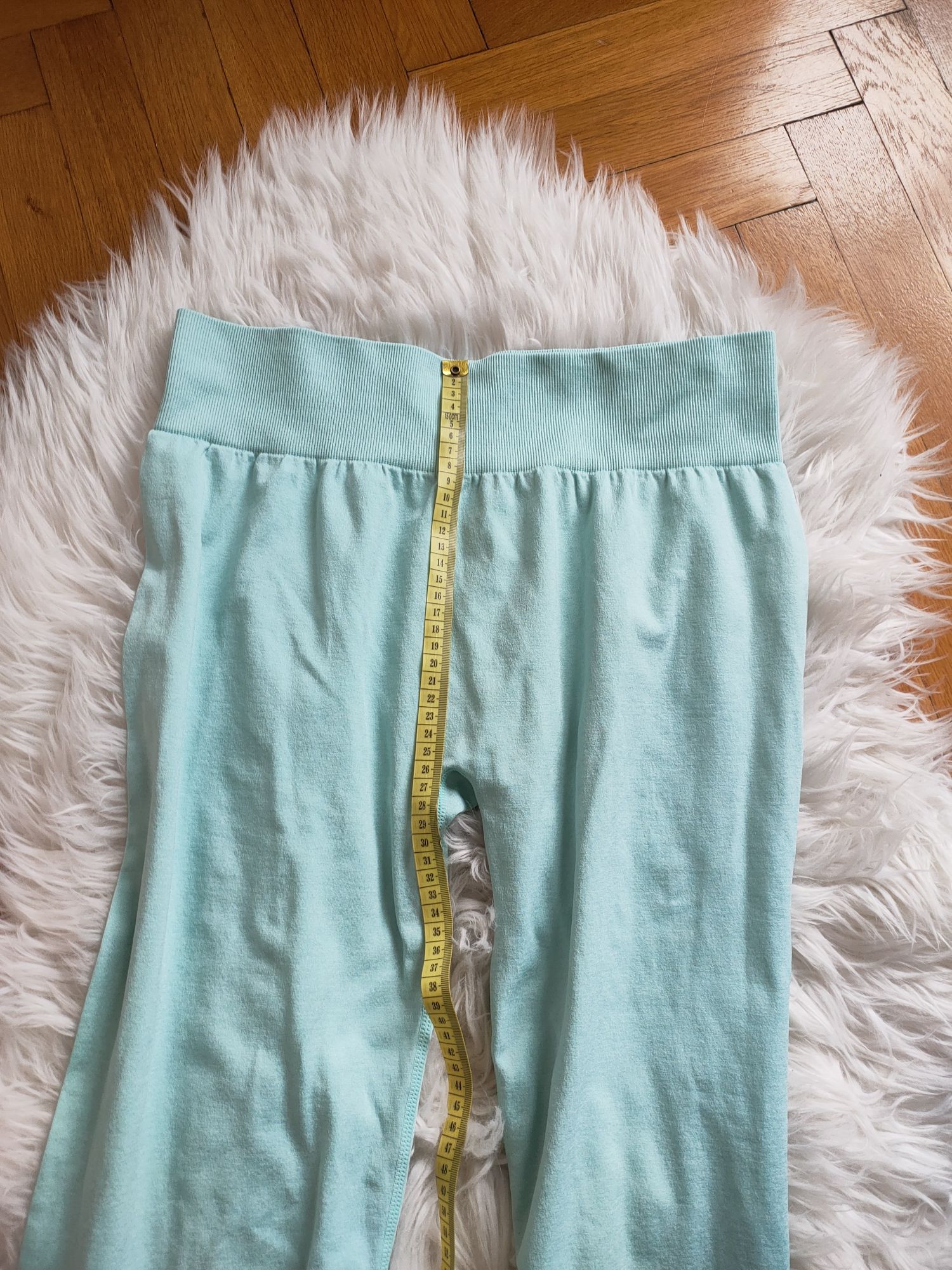 Legginsy treningowe do ćwiczeń turkusowe wysoki stan xl