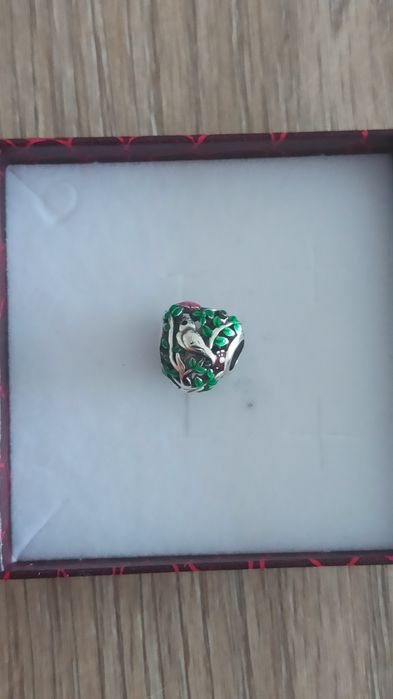 Zawieszka srebrna 925 w stylu Pandora – ptaszek wśród liści